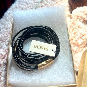 NWT SAACHI DOUBLE WRAP LEATHER BRACELET